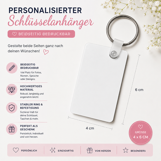 einzigartiger Schlüsselanhänger beidseitig bedruckbar